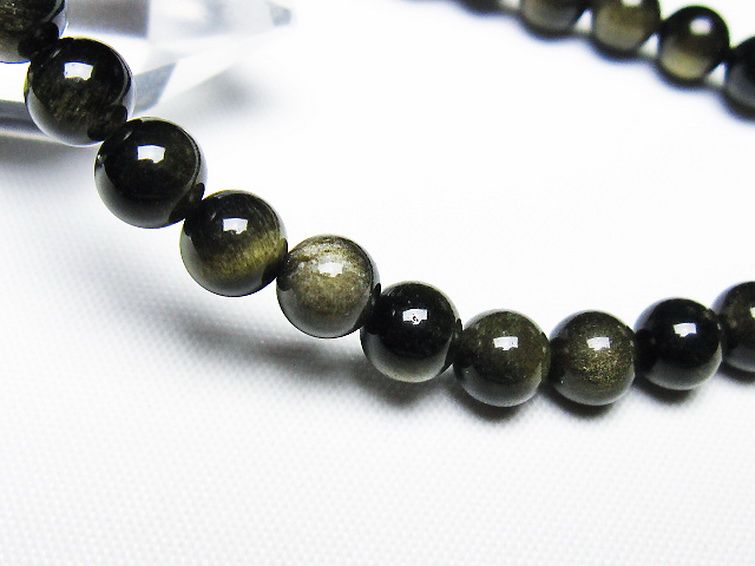 ゴールドキャッツアイオブシディアン ブレスレット 6mm [T265-1842] 3枚目