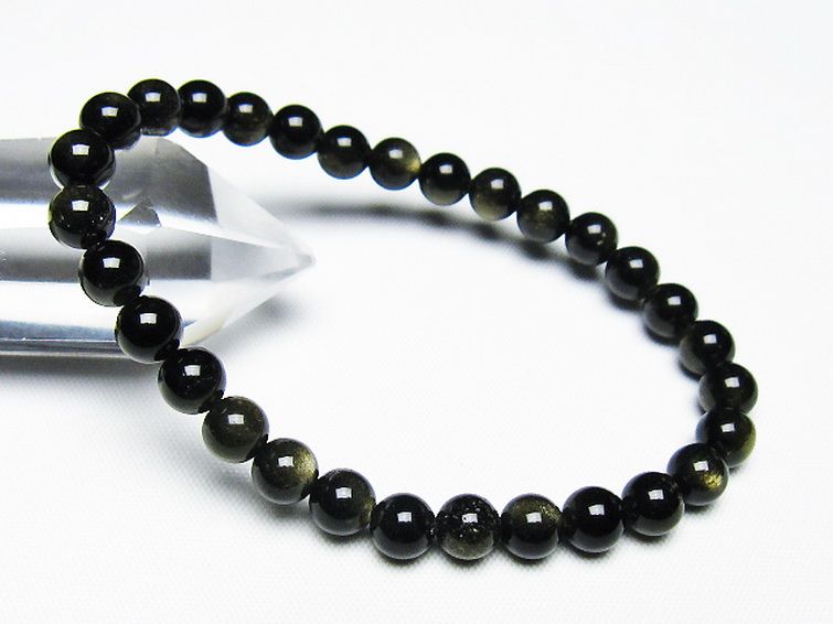 ゴールドキャッツアイオブシディアン ブレスレット 6mm [T265-1848] 1枚目
