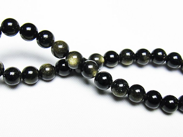 ゴールドキャッツアイオブシディアン ブレスレット 6mm [T265-1848] 2枚目