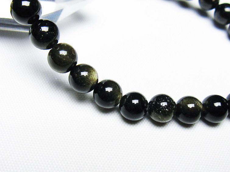 ゴールドキャッツアイオブシディアン ブレスレット 6mm [T265-1848] 3枚目