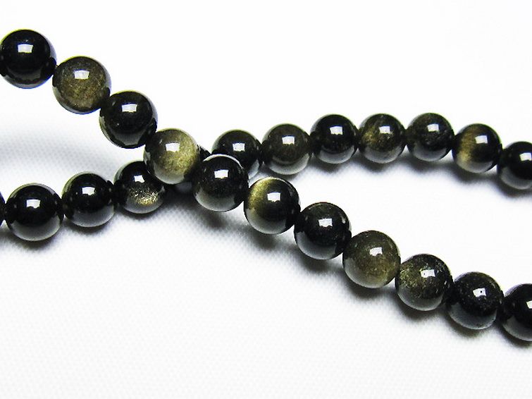 ゴールドキャッツアイオブシディアン ブレスレット 6mm [T265-1851] 2枚目