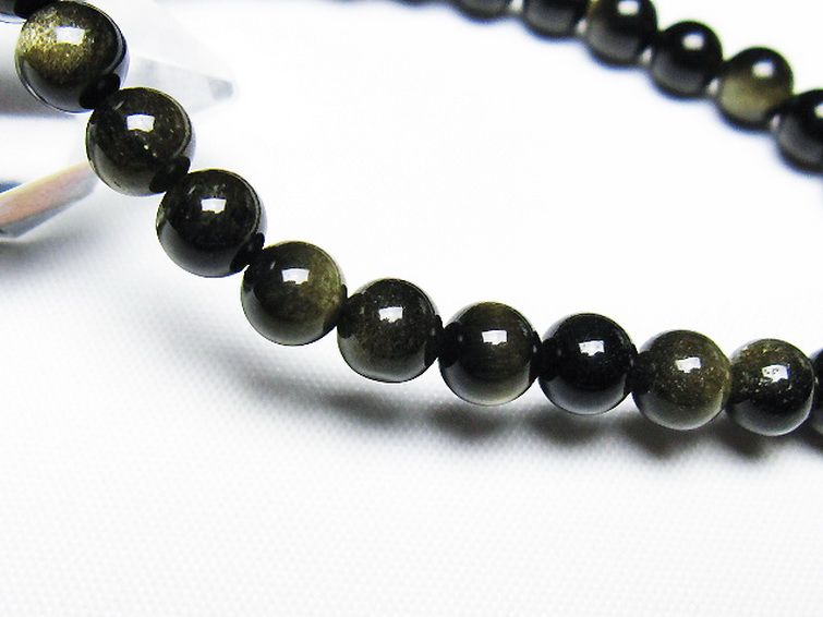 ゴールドキャッツアイオブシディアン ブレスレット 6mm [T265-1851] 3枚目
