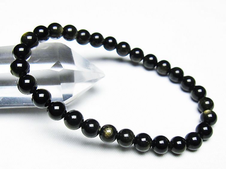 ゴールドキャッツアイオブシディアン ブレスレット 6mm [T265-1854] 1枚目