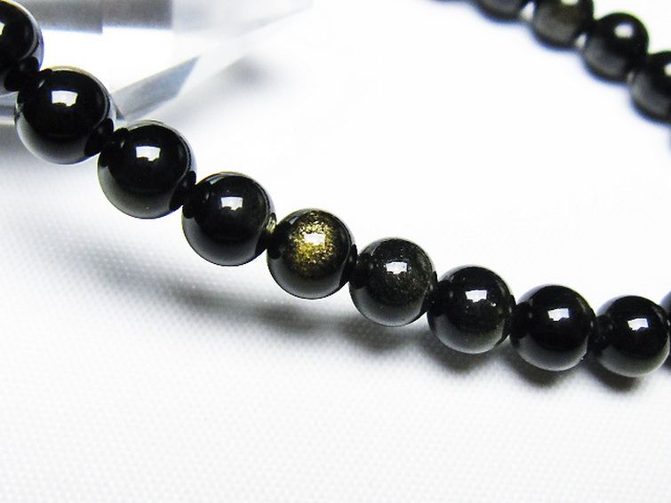 ゴールドキャッツアイオブシディアン ブレスレット 6mm [T265-1854] 3枚目