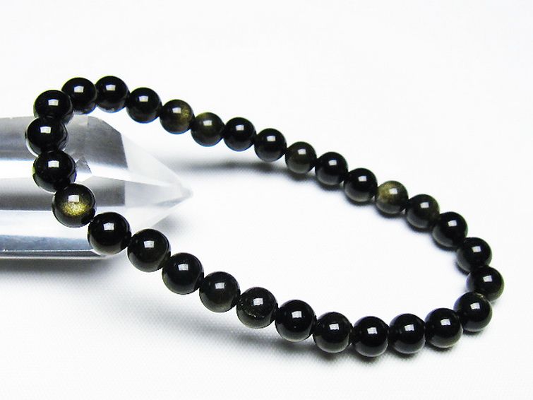 ゴールドキャッツアイオブシディアン ブレスレット 6mm [T265-1855] 1枚目
