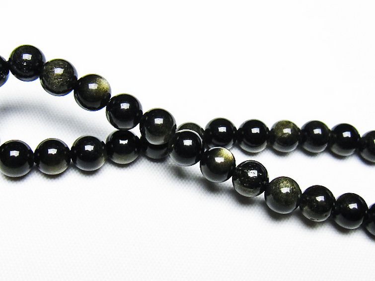 ゴールドキャッツアイオブシディアン ブレスレット 6mm [T265-1855] 2枚目