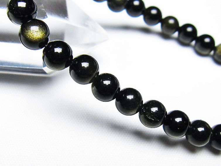 ゴールドキャッツアイオブシディアン ブレスレット 6mm [T265-1855] 3枚目
