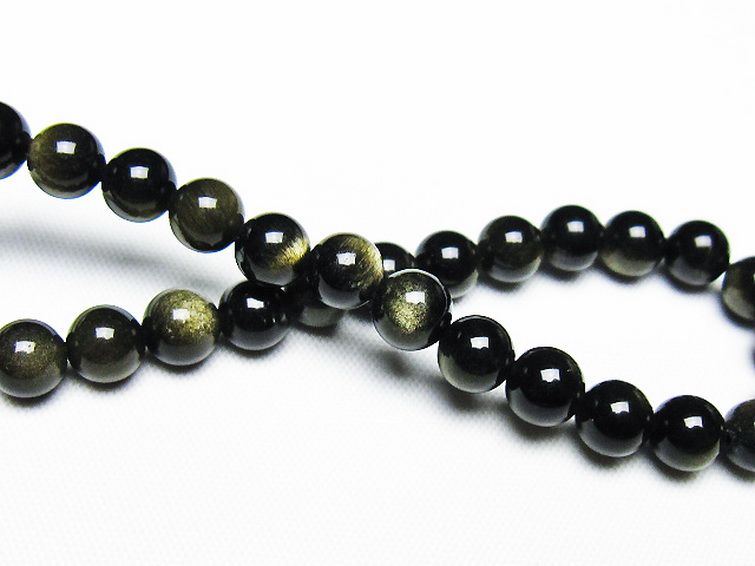 ゴールドキャッツアイオブシディアン ブレスレット 6mm [T265-1860] 2枚目