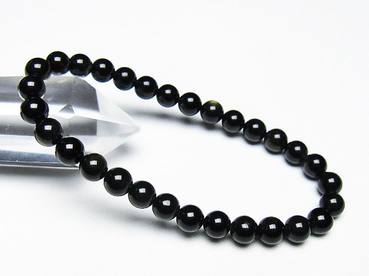 ゴールドキャッツアイオブシディアン ブレスレット 6mm [T265-1863] 1枚目