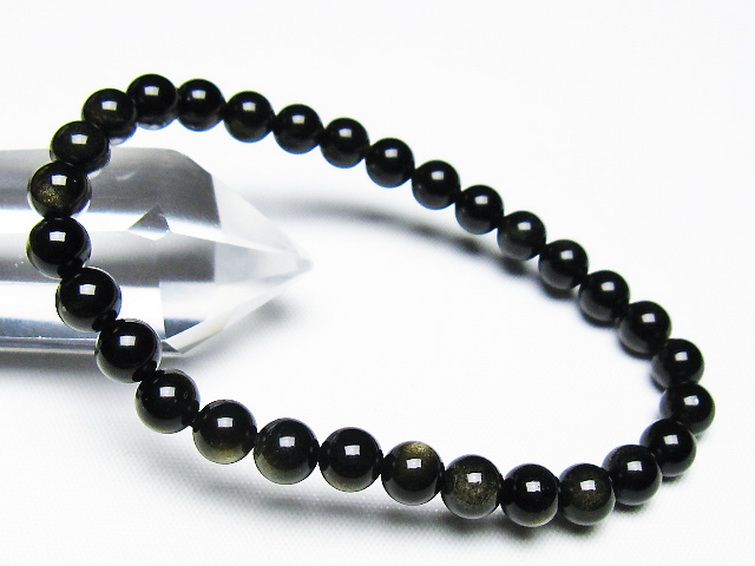 ゴールドキャッツアイオブシディアン ブレスレット 6mm [T265-1867] 1枚目