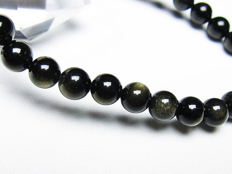 ゴールドキャッツアイオブシディアン ブレスレット 6mm [T265-1867] 3枚目