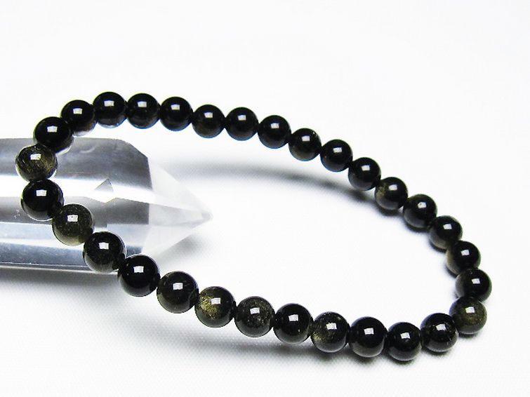 ゴールドキャッツアイオブシディアン ブレスレット 6mm [T265-1869] 1枚目