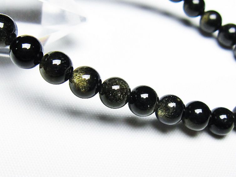 ゴールドキャッツアイオブシディアン ブレスレット 6mm [T265-1869] 3枚目