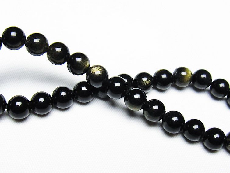 ゴールドキャッツアイオブシディアン ブレスレット 6mm [T265-1878] 2枚目