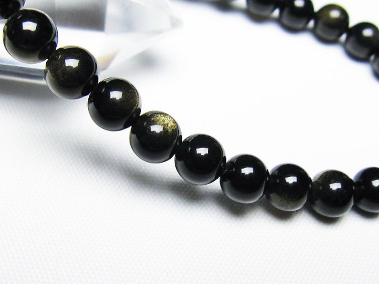 ゴールドキャッツアイオブシディアン ブレスレット 6mm [T265-1878] 3枚目