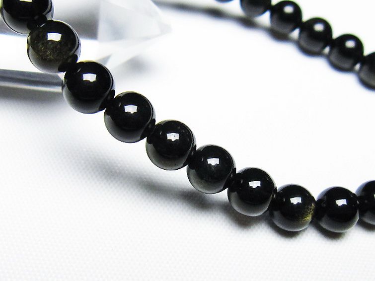 ゴールドキャッツアイオブシディアン ブレスレット 6mm [T265-1882] 3枚目