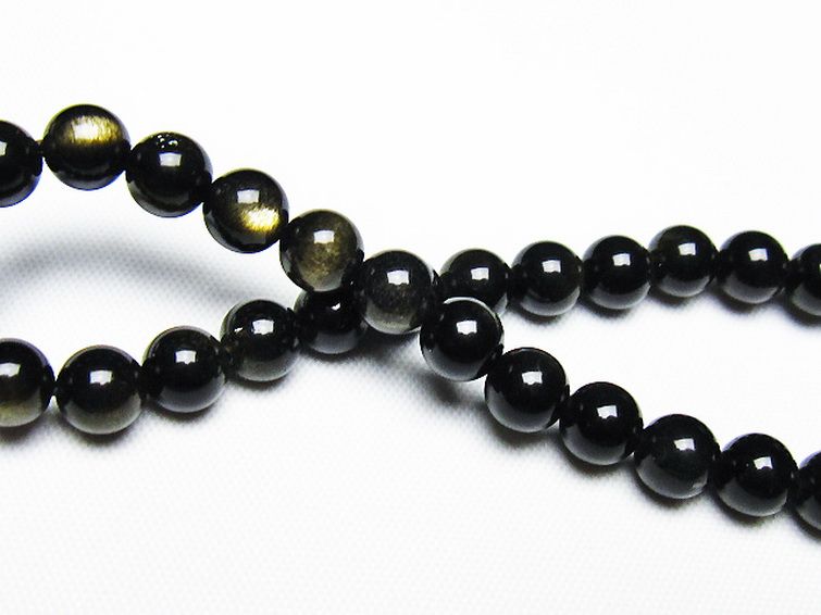 ゴールドキャッツアイオブシディアン ブレスレット 6mm [T265-1886] 2枚目
