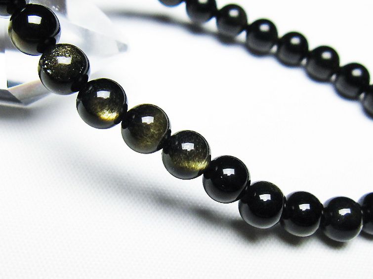 ゴールドキャッツアイオブシディアン ブレスレット 6mm [T265-1886] 3枚目