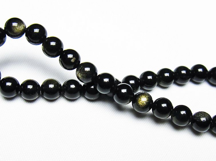 ゴールドキャッツアイオブシディアン ブレスレット 6mm [T265-1891] 2枚目