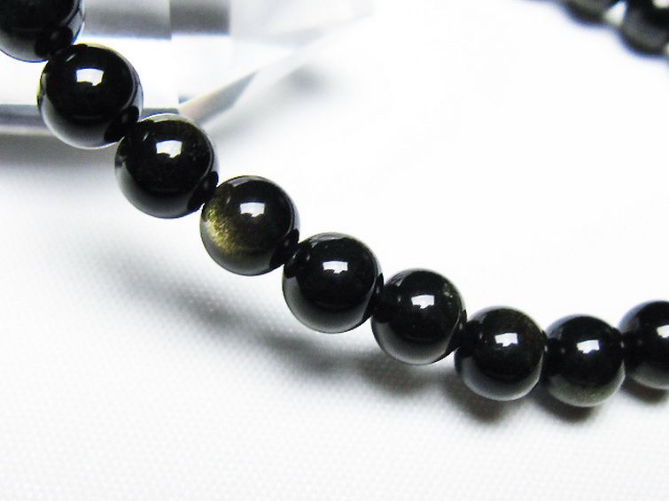 ゴールドキャッツアイオブシディアン ブレスレット 6mm [T265-1891] 3枚目