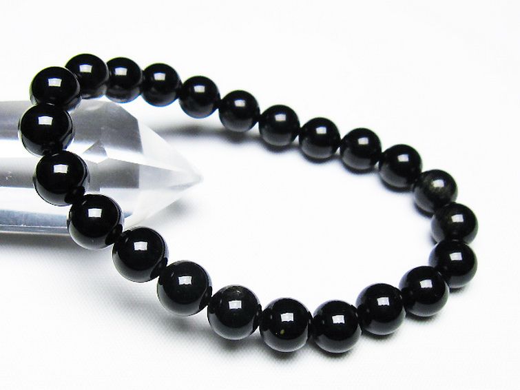 ゴールドキャッツアイオブシディアン ブレスレット 8mm [T265-1938] 1枚目
