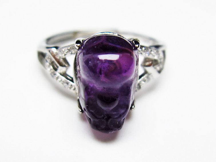 アメジスト ヒキュウ 貔貅 指輪 (16号) [t275-22071] 1枚目