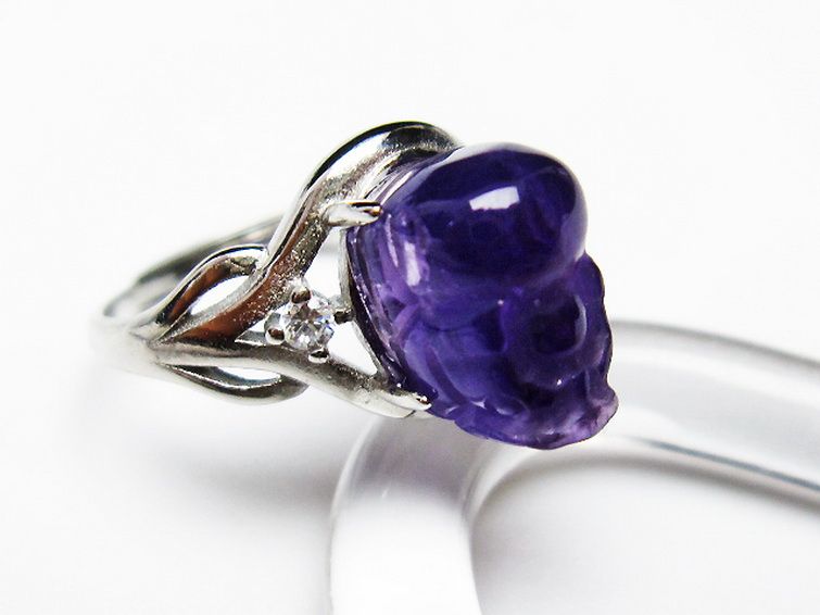 アメジスト ヒキュウ 貔貅 指輪 (15号) [t275-22083] 3枚目