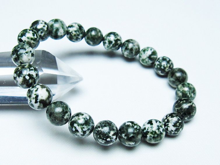 グリーンスポットジャスパー ブレスレット 9mm [T285-1496] 1枚目