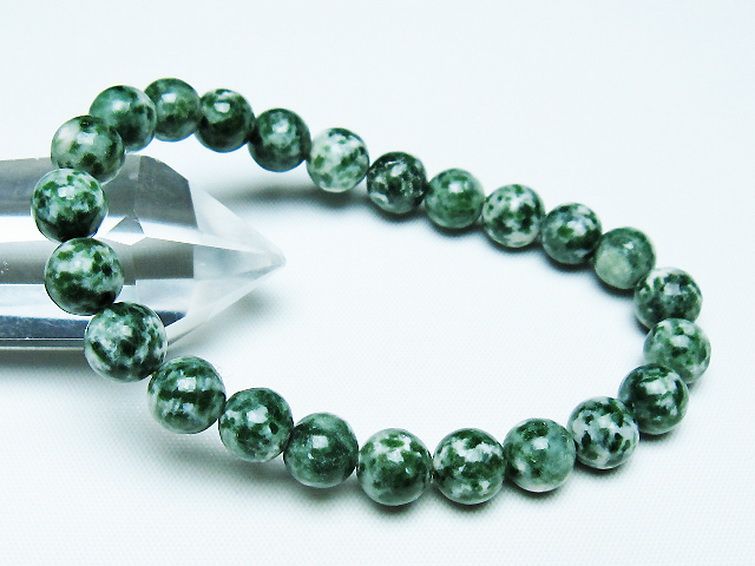 グリーンスポットジャスパー ブレスレット 8mm [T285-1536] 1枚目