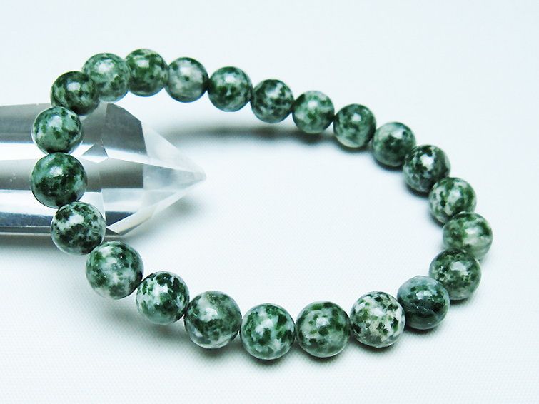グリーンスポットジャスパー ブレスレット 8mm [T285-1539] 1枚目