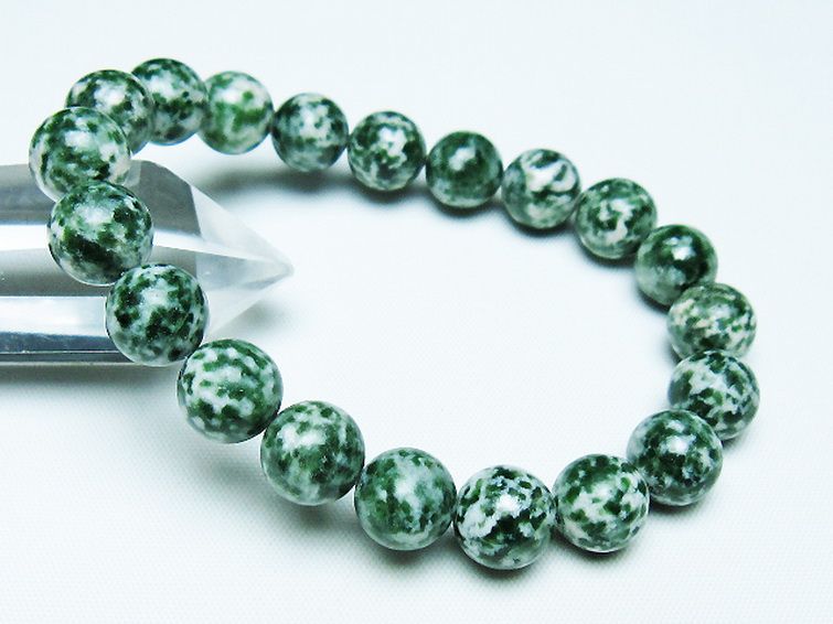 グリーンスポットジャスパー ブレスレット 10mm [T285-1543] 1枚目