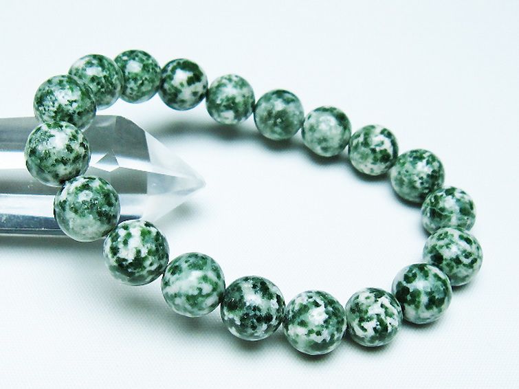 グリーンスポットジャスパー ブレスレット 11mm [T285-1548] 1枚目