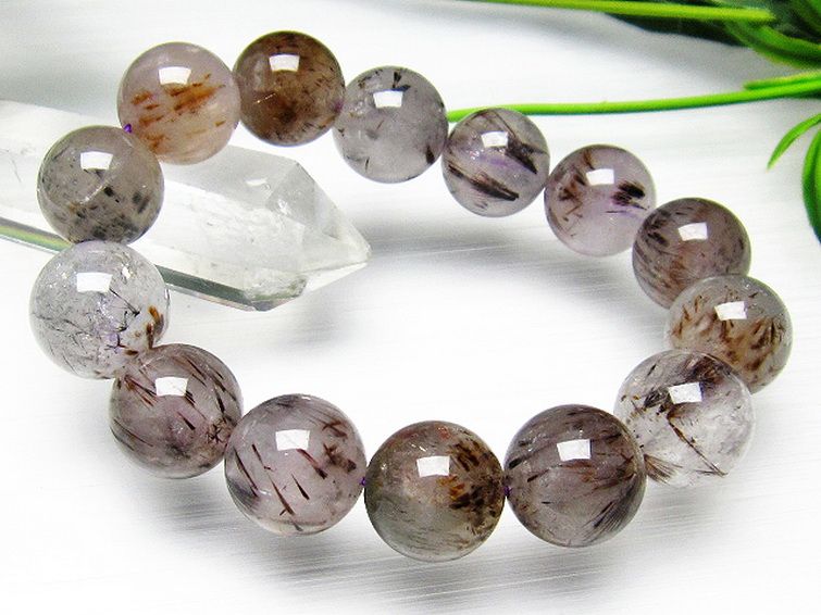 カコクセナイト インクォーツ ブレスレット 16mm [T289-6455] 3枚目