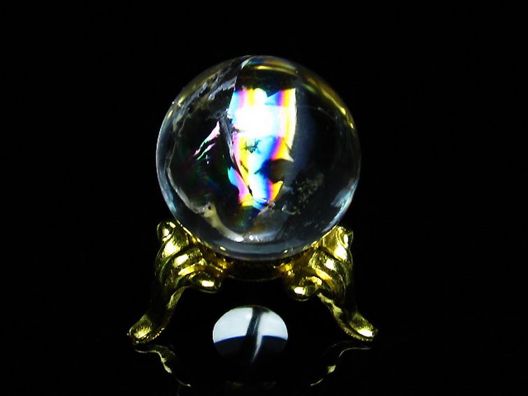 虹入り ヒマラヤ水晶 丸玉 23mm [T317-2839] 1枚目