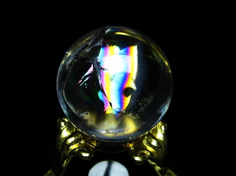 虹入り ヒマラヤ水晶 丸玉 23mm [T317-2839] 2枚目