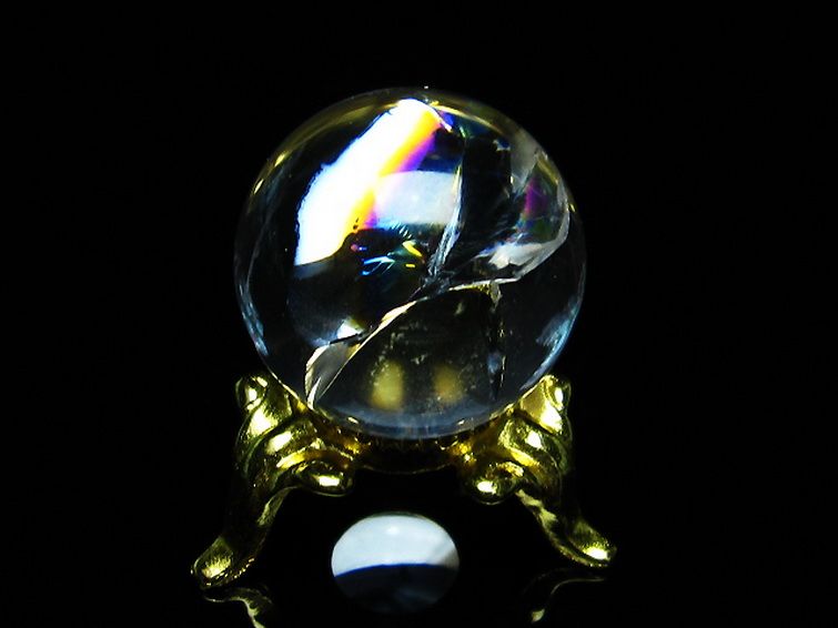 虹入り ヒマラヤ水晶 丸玉 23mm [T317-2839] 3枚目