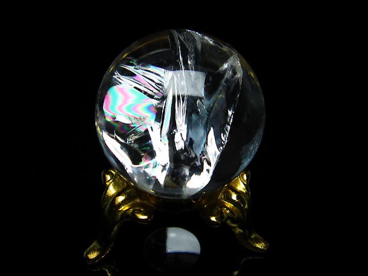 虹入り ヒマラヤ水晶 丸玉 25mm [t317-2949] 3枚目