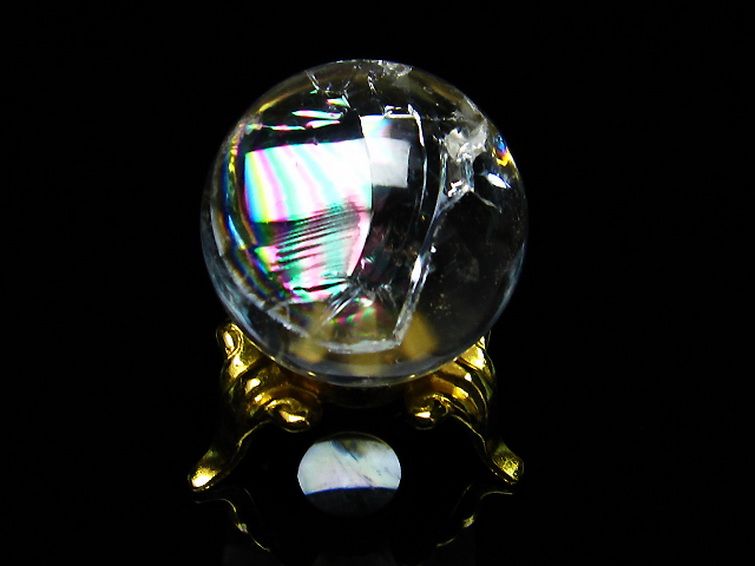 虹入り ヒマラヤ水晶 丸玉 26mm [T317-3091] 1枚目