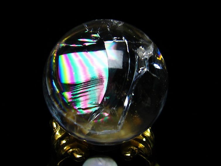虹入り ヒマラヤ水晶 丸玉 26mm [T317-3091] 2枚目