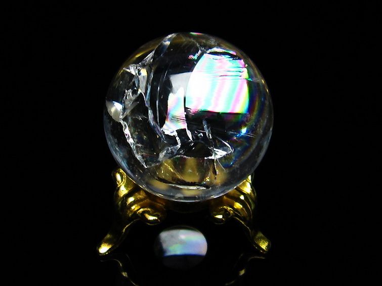 虹入り ヒマラヤ水晶 丸玉 26mm [T317-3091] 3枚目