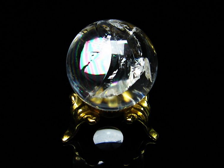 虹入り ヒマラヤ水晶 丸玉 25mm [T317-3099] 1枚目