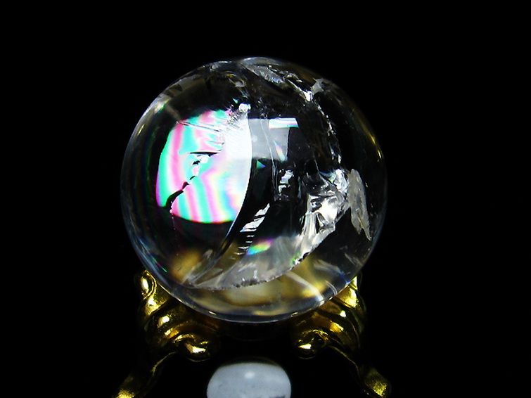 虹入り ヒマラヤ水晶 丸玉 25mm [T317-3099] 2枚目