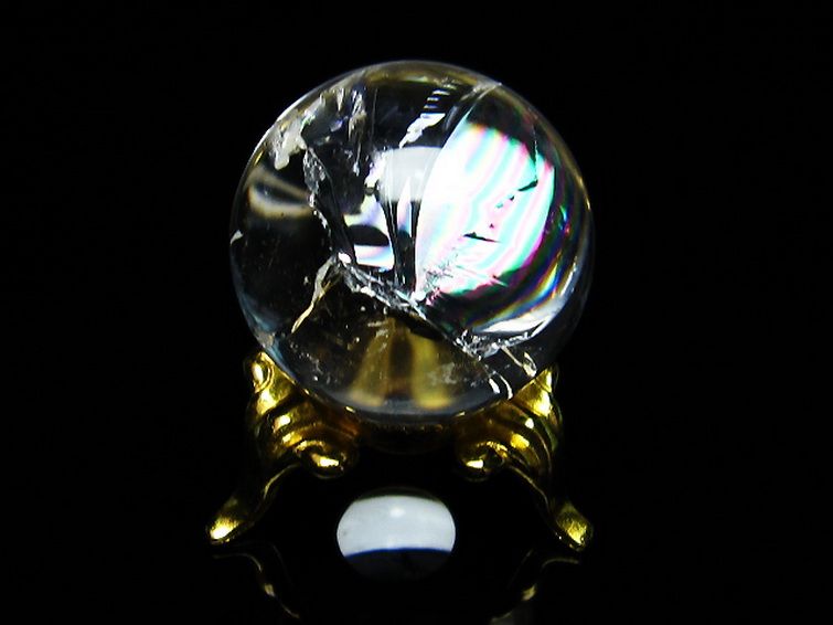 虹入り ヒマラヤ水晶 丸玉 25mm [T317-3099] 3枚目