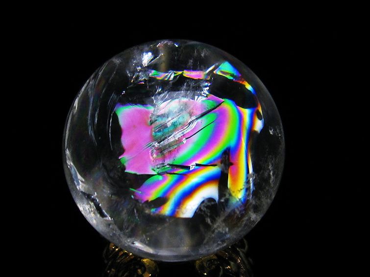 虹入り ヒマラヤ水晶 丸玉 25mm [t317-4298] 2枚目