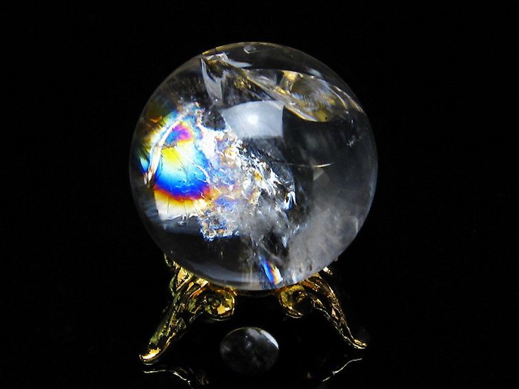 虹入り ヒマラヤ水晶 丸玉 24mm [T317-4335] 1枚目