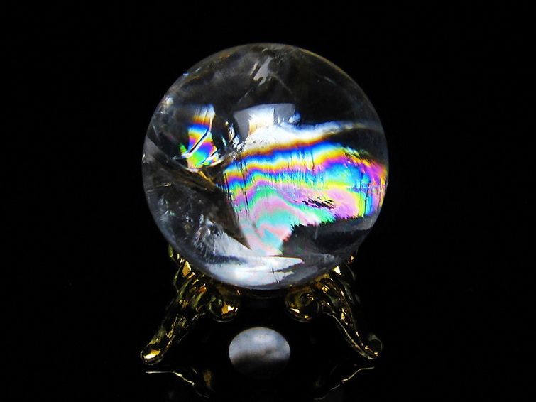 虹入り ヒマラヤ水晶 丸玉 22mm [t317-4353] 1枚目