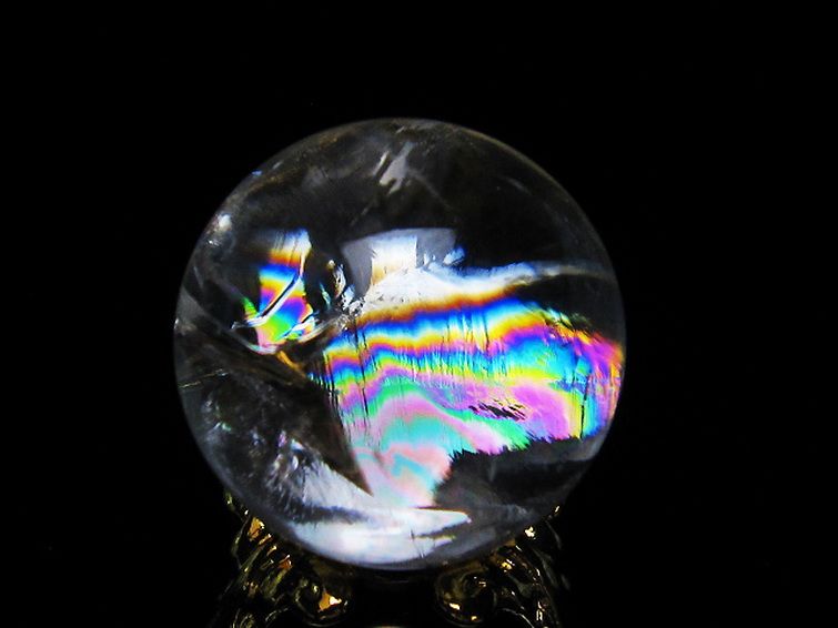 虹入り ヒマラヤ水晶 丸玉 22mm [t317-4353] 2枚目