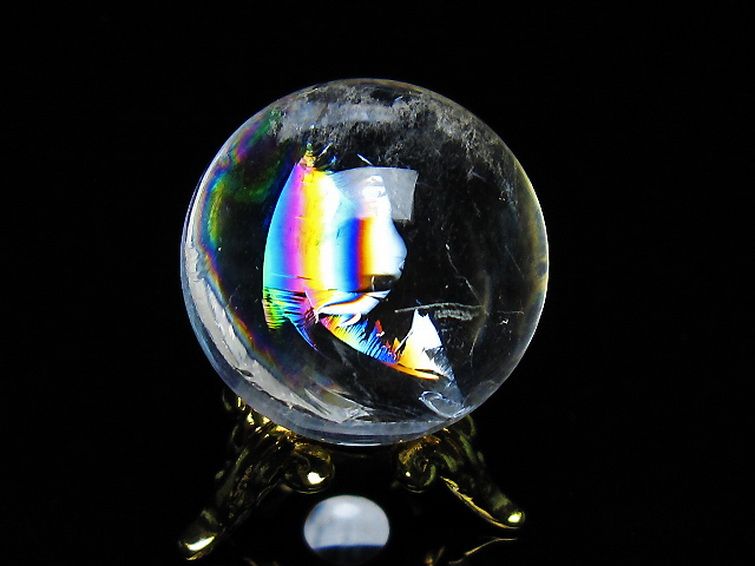 虹入り ヒマラヤ水晶 丸玉 24mm [T317-4529] 1枚目