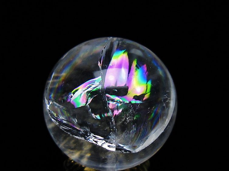 虹入り ヒマラヤ水晶 丸玉 25mm [t317-4540] 2枚目