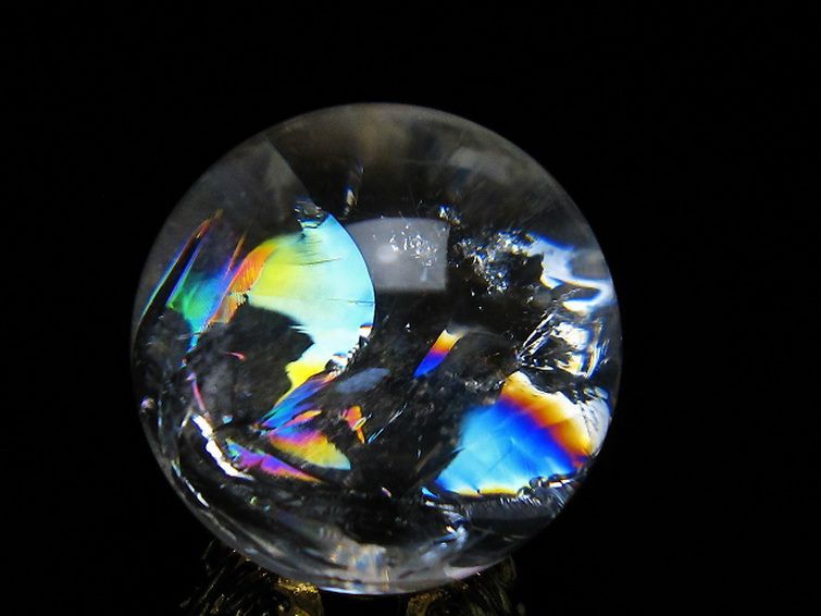 虹入り ヒマラヤ水晶 丸玉 25mm [t317-4550] 2枚目